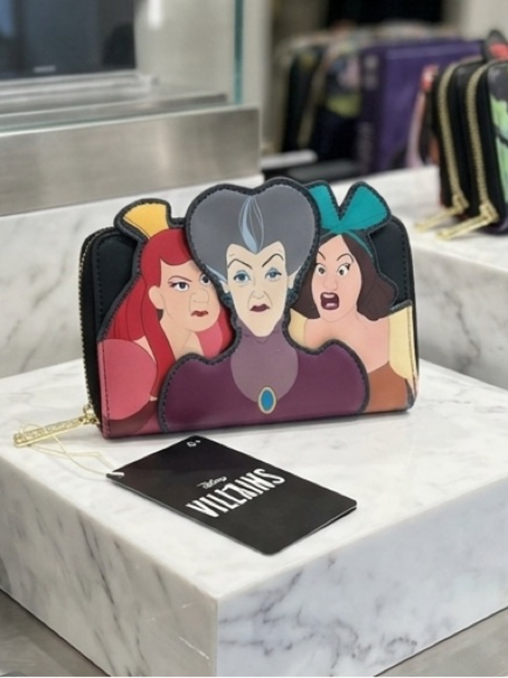 Disney Villains Colorblock Zip-Around Wallet — Black, Purple, Red, Teal